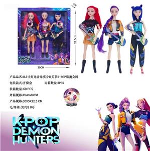 K-POP 猎魔女团真人版11.5寸12关节实身带七彩灯光主题曲Rumi鲁米带吉他3人装 - OBL10451154