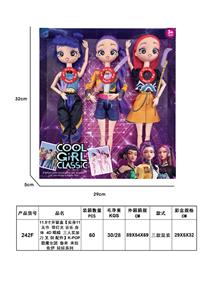 11.5寸开窗盒【实身11关节 带灯光 音乐 身体 4D 眼睛 三人装加刀 叉 剑 配件】K-POP猎魔女团 鲁米 米拉 佐伊 娃娃系列 - OBL10452913