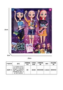 11.5寸开窗盒【实身11关节 带灯光 音乐 身体 4D 眼睛 三人装加吉他 话筒 小提琴 配件】K-POP猎魔女团 鲁米 米拉 佐伊 娃娃系列 - OBL10452914