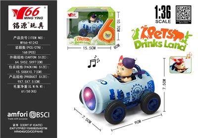 1:36Q版合金蓝色可乐罐卡通紫色猫回力车带灯光音乐 - OBL10456728