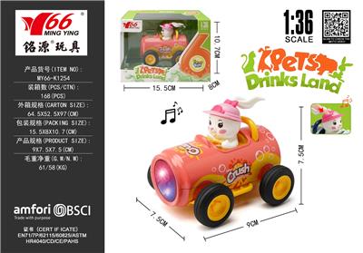 1:36Q版合金粉色可乐罐卡通粉色兔回力车带灯光音乐 - OBL10456738