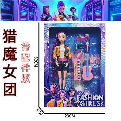 K-POP 猎魔女团带配件真人版11.5寸12关节实身芭比带吉他电子琴眼镜耳机 - OBL10457334