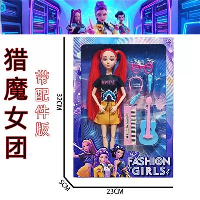 K-POP 猎魔女团带配件真人版11.5寸12关节实身芭比带吉他电子琴眼镜耳机 - OBL10457336