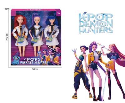 K-POP 猎魔女团11.5寸11关节实身芭比带吉他三人装 - OBL10458315