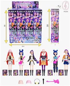 K-POP 猎魔女团真人版11.5寸9关节实身带灯光音乐芭芘带摇滚吉他话筒耳机6款12PCS - OBL10458317