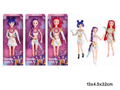 K-POP 猎魔女团动画版11.5寸12关节带灯光音乐实身摇滚芭芘带武器三人随机混装 - OBL10458330