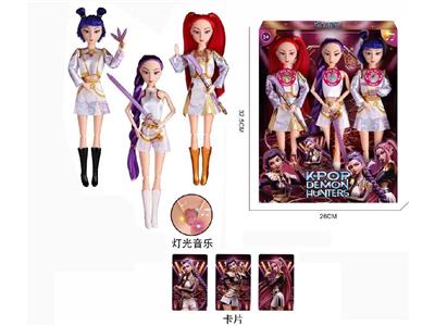 K-POP 猎魔女团真人版11.5寸12关节实身鲁米佐依米拉儿唱歌芭比带武器3人混装带卡片 - OBL10459222