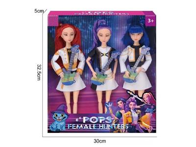 K-POP 猎魔女团真人版11.5寸12关节实身鲁米佐依米拉儿唱歌芭比带吉他3人混装 - OBL10459254