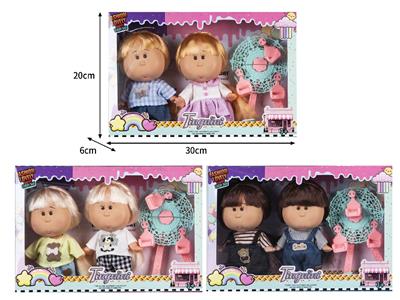 7寸全身搪胶3D眼毛绒衣服Mia西班牙土豆娃娃公仔（2只装）带配件 - OBL10461451