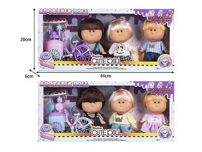 7寸全身搪胶3D眼毛绒衣服Mia西班牙土豆娃娃公仔（3只装）带配件 - OBL10461473