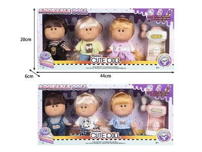 7寸全身搪胶3D眼毛绒衣服Mia西班牙土豆娃娃公仔（3只装）带配件 - OBL10461474