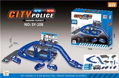 拼插DIY警察停车场19PCS 4只车（滑行）(GCC) - OBL10462793