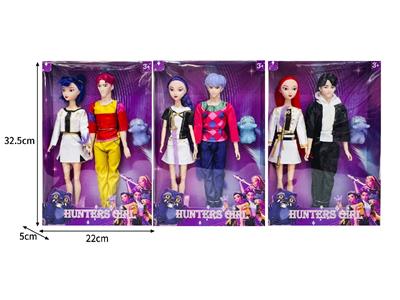 11.5寸实身11关节K-POP猎魔男团猎魔女团娃娃2只装带配件 - OBL10464326