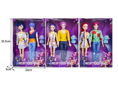 11.5寸实身11关节K-POP猎魔男团猎魔女团娃娃2只装带配件 - OBL10464328