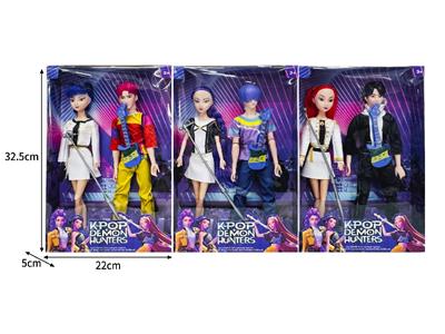 11.5寸实身11关节K-POP猎魔男团猎魔女团娃娃2只装带配件 - OBL10464351