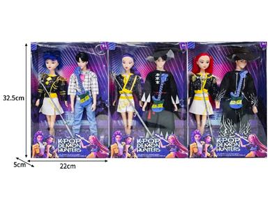 11.5寸实身11关节K-POP猎魔男团猎魔女团娃娃2只装带配件 - OBL10464352