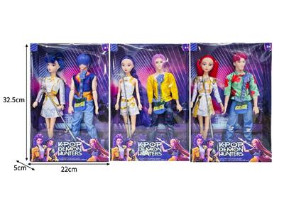 11.5寸实身11关节K-POP猎魔男团猎魔女团娃娃2只装带配件 - OBL10464353