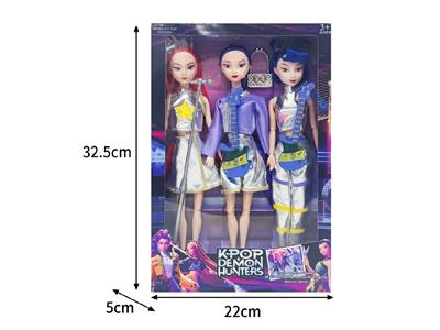 11.5寸实身11关节K-POP猎魔女团娃娃3只装（带配件） - OBL10464414