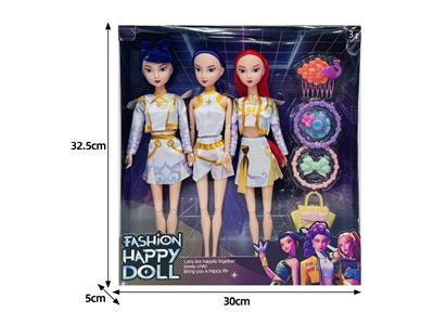 11.5寸实身11关节K-POP猎魔女团娃娃3只装带配件 - OBL10464428