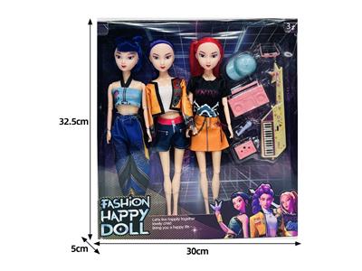 11.5寸实身11关节K-POP猎魔女团娃娃3只装带配件 - OBL10464435