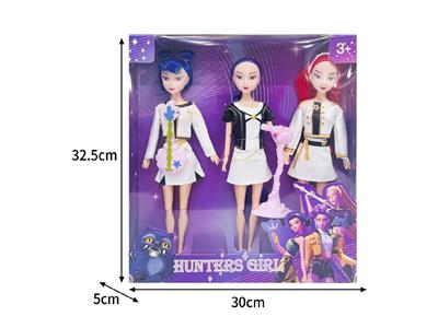 11.5寸实身11关节K-POP猎魔女团娃娃3只装带配件 - OBL10464496