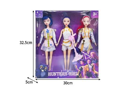 11.5寸实身11关节K-POP猎魔女团娃娃3只装带配件 - OBL10464498