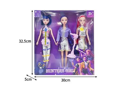 11.5寸实身11关节K-POP猎魔女团娃娃3只装带配件 - OBL10464499