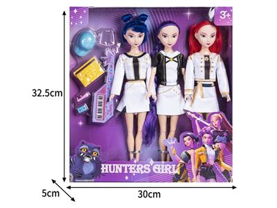 11.5寸实身11关节K-POP猎魔女团娃娃3只装带配件 - OBL10464511
