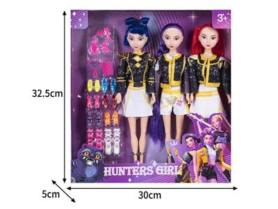 11.5寸实身11关节K-POP猎魔女团娃娃3只装带配件 - OBL10464522