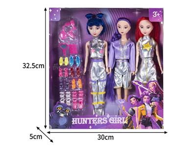 11.5寸实身11关节K-POP猎魔女团娃娃3只装带配件 - OBL10464524