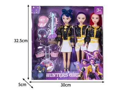 11.5寸实身11关节K-POP猎魔女团娃娃3只装带配件 - OBL10464527