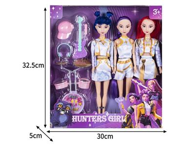 11.5寸实身11关节K-POP猎魔女团娃娃3只装带配件 - OBL10464528