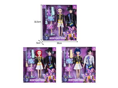 11.5寸实身11关节K-POP猎魔男团猎魔女团娃娃2只装带配件 - OBL10464564