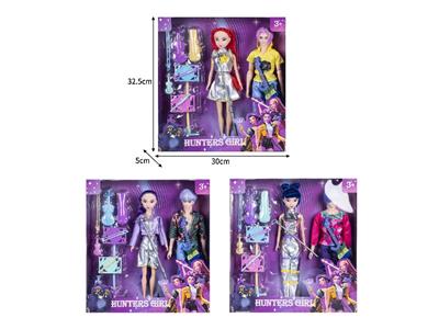11.5寸实身11关节K-POP猎魔男团猎魔女团娃娃2只装带配件 - OBL10464566