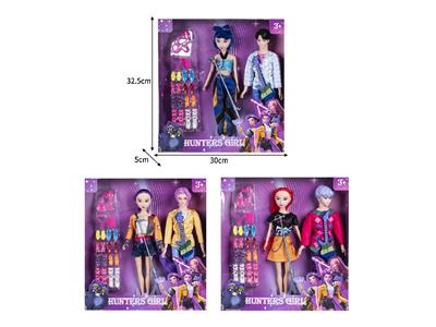 11.5寸实身11关节K-POP猎魔男团猎魔女团娃娃2只装带配件 - OBL10464567
