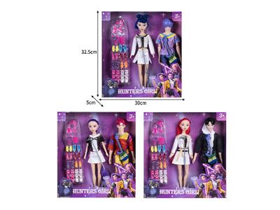 11.5寸实身11关节K-POP猎魔男团猎魔女团娃娃2只装带配件 - OBL10464568