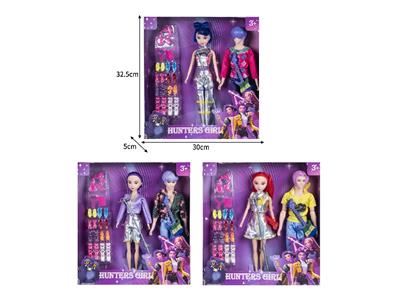 11.5寸实身11关节K-POP猎魔男团猎魔女团娃娃2只装带配件 - OBL10464571