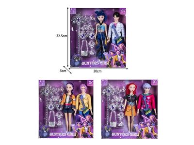 11.5寸实身11关节K-POP猎魔男团猎魔女团娃娃2只装带配件 - OBL10464572