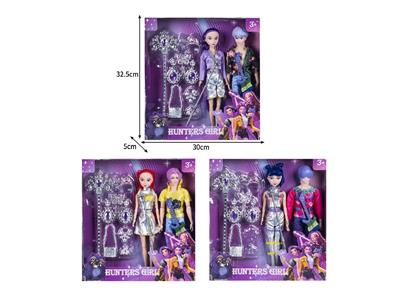 11.5寸实身11关节K-POP猎魔男团猎魔女团娃娃2只装带配件 - OBL10464576