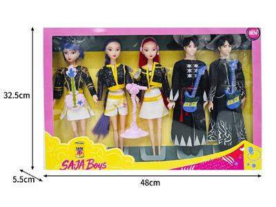 11.5寸实身11关节K-POP猎魔男团猎魔女团娃娃5只装带配件 - OBL10464588