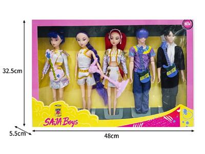 11.5寸实身11关节K-POP猎魔男团猎魔女团娃娃5只装带配件 - OBL10464589