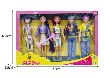 11.5寸实身11关节K-POP猎魔男团猎魔女团娃娃5只装带配件 - OBL10464590