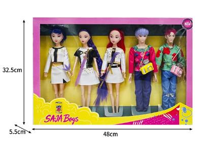 11.5寸实身11关节K-POP猎魔男团猎魔女团娃娃5只装带配件 - OBL10464592