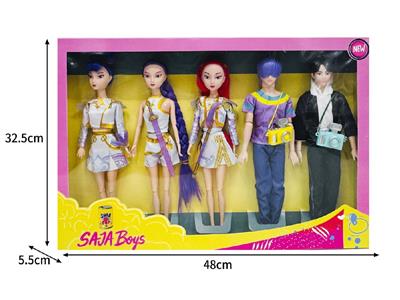 11.5寸实身11关节K-POP猎魔男团猎魔女团娃娃5只装带配件 - OBL10464594