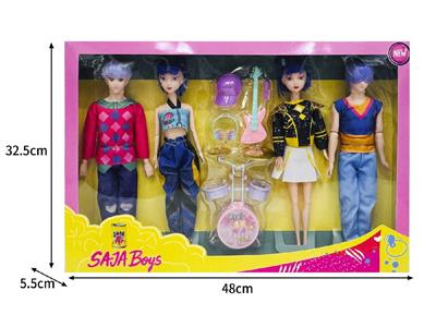 11.5寸实身11关节K-POP猎魔男团猎魔女团娃娃4只装带配件 - OBL10464596
