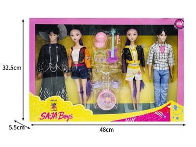 11.5寸实身11关节K-POP猎魔男团猎魔女团娃娃4只装带配件 - OBL10464599