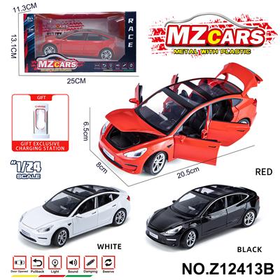 卡通益智仿真回力合金车模型1:24 新能源Model 3 - OBL10491155