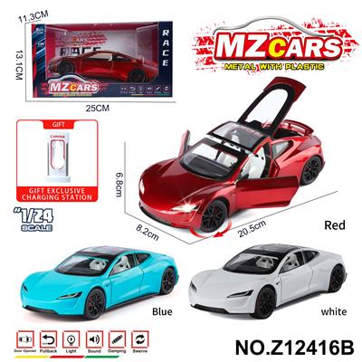 卡通益智仿真回力合金车模型1:24 新能源Roadster跑车 - OBL10491161