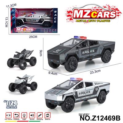 卡通益智仿真回力合金车模型1:24 赛博皮卡警车 - OBL10491220