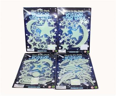 Four starry and moonlight meteors in the night - OBL394675